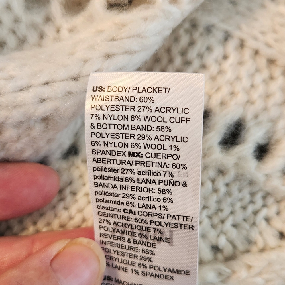 WHBM LS Cozy Stitch Cover-Up Ivory - NWT - Picture 9 of 10